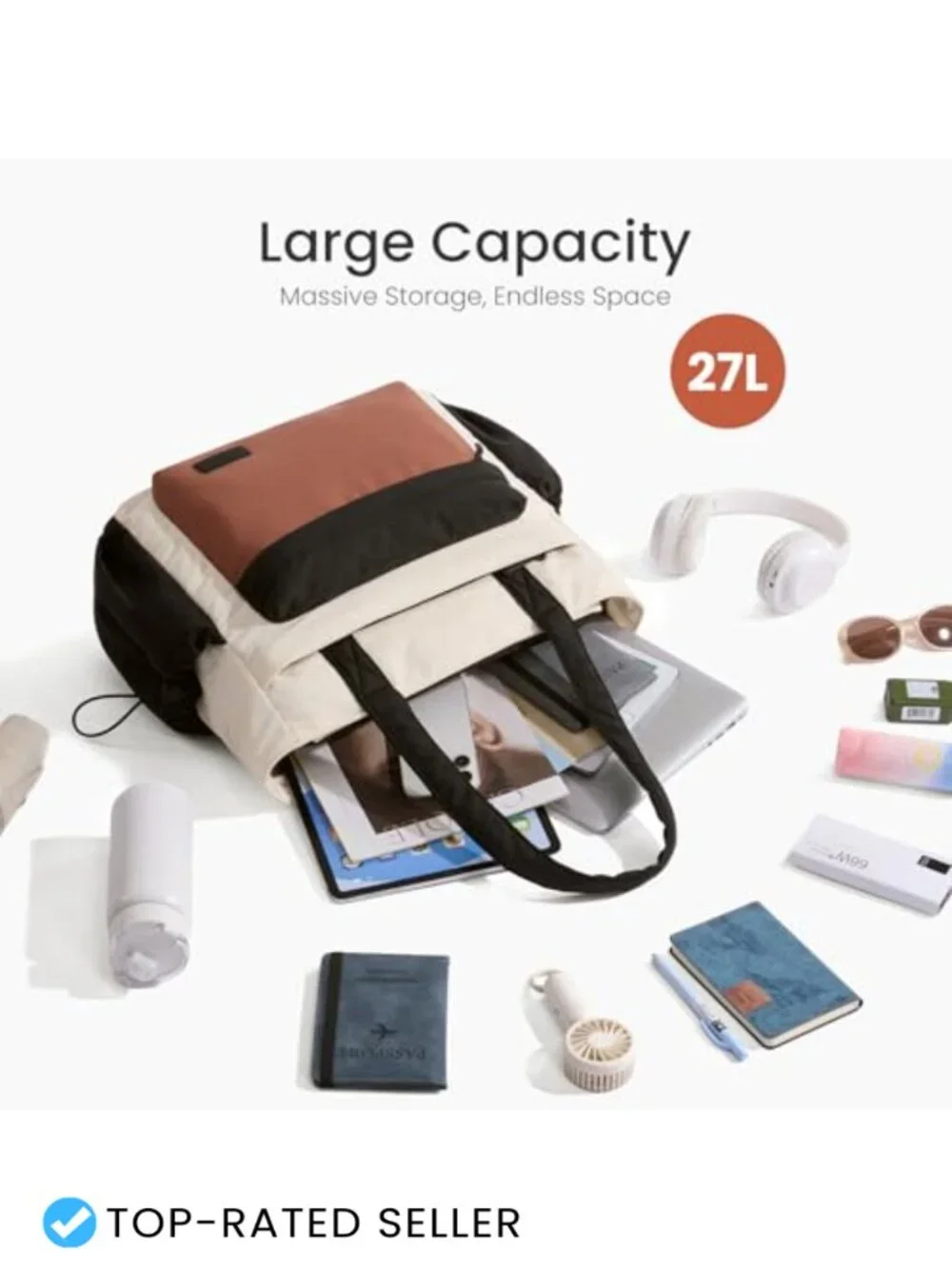 Puffer Tote Bag with Zipper and Multiple Compartments, Travel Handbag for